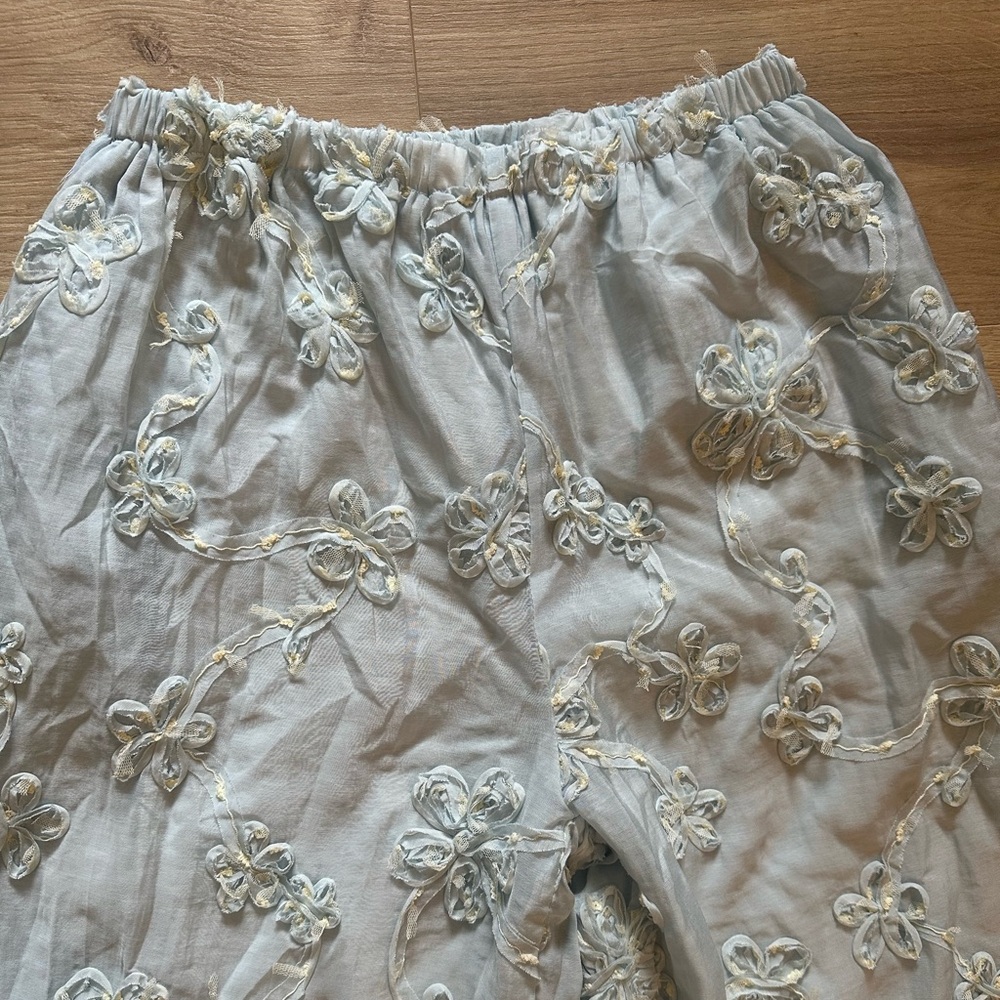 Women’s Petal & Pup Robin Soutache Wide Leg Pants In Light Blue Size Medium NWT - Picture 5 of 9